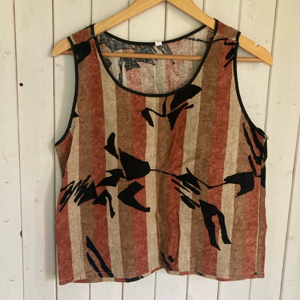 Abstract Patterned Sleeveless TopSAFARI CROP VINTAGE